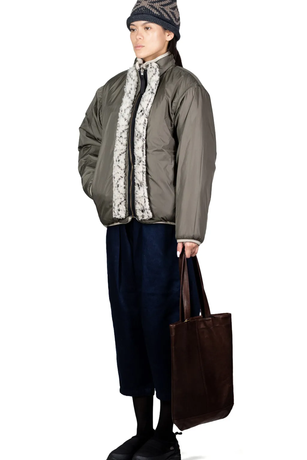 Outlet Kapital DO-GI SASHIKO BOA Fleece Reversible Blouson - Natural