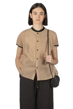Outlet Manon Dot Organdy French Blouse - Brown