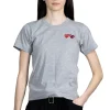 Clearance Comme Des Garcons Play Double Heart T-Shirt - Grey