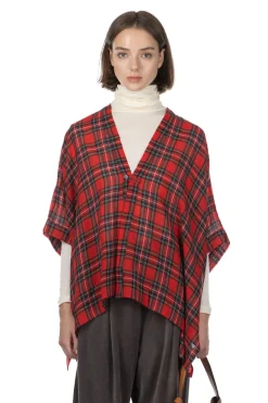 Fashion Nachukara DOVERS: Wool Gauze Poncho - Red