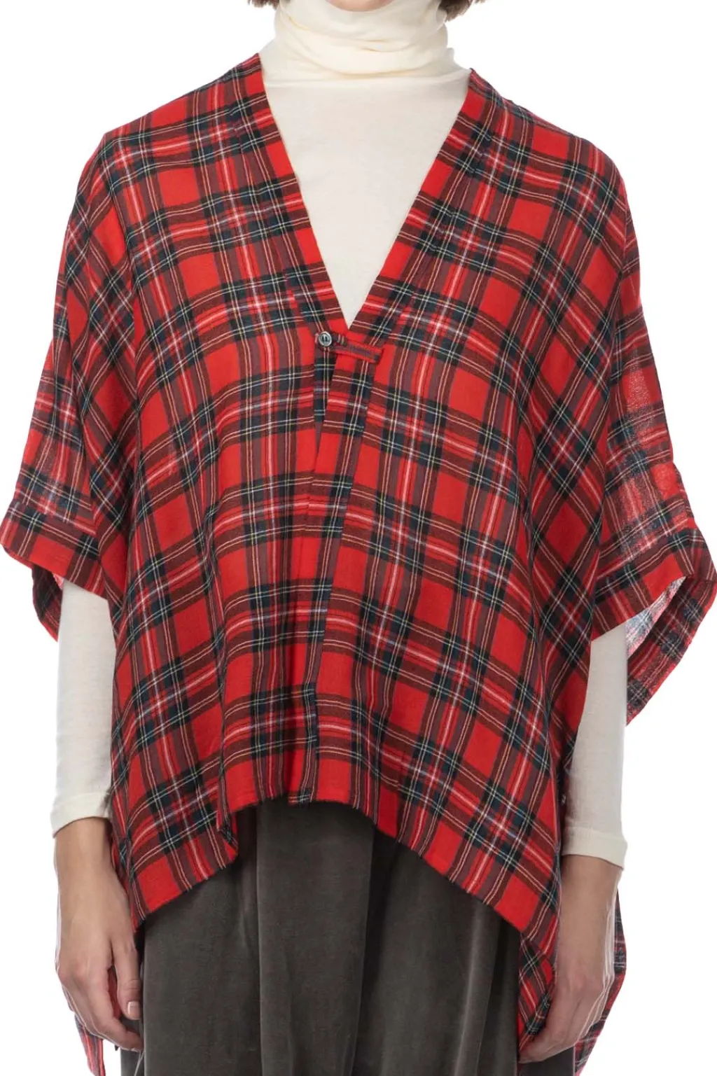 Fashion Nachukara DOVERS: Wool Gauze Poncho - Red