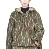 Clearance Kapital Drunk Stripe Fleece BAJA Parka - Khaki