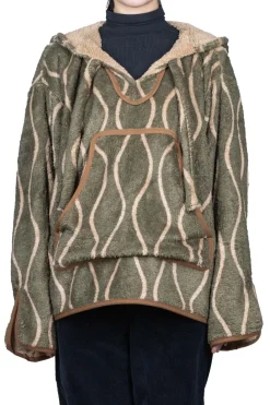 Clearance Kapital Drunk Stripe Fleece BAJA Parka - Khaki