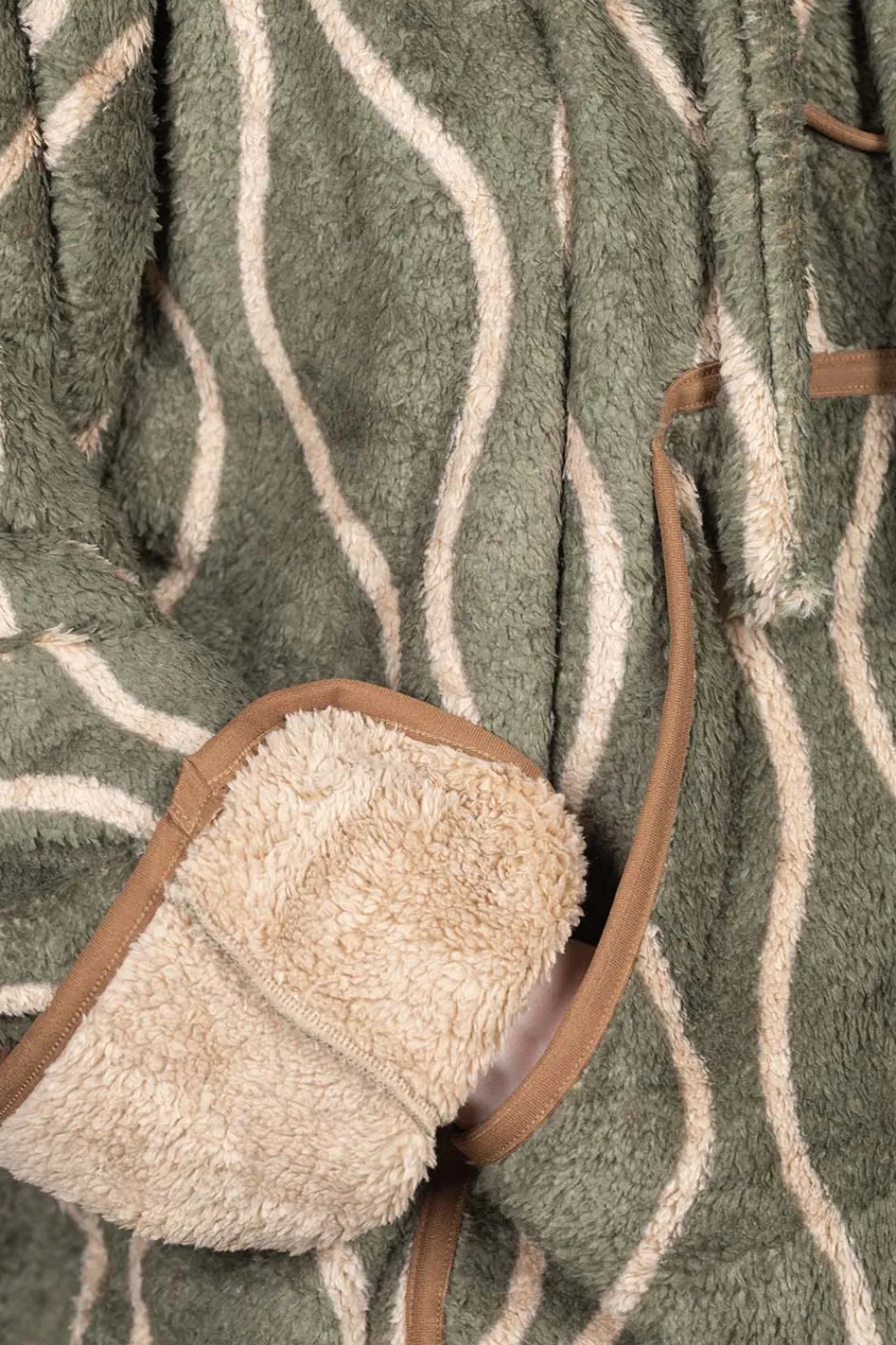 Clearance Kapital Drunk Stripe Fleece BAJA Parka - Khaki