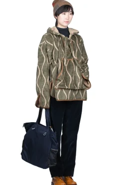 Clearance Kapital Drunk Stripe Fleece BAJA Parka - Khaki