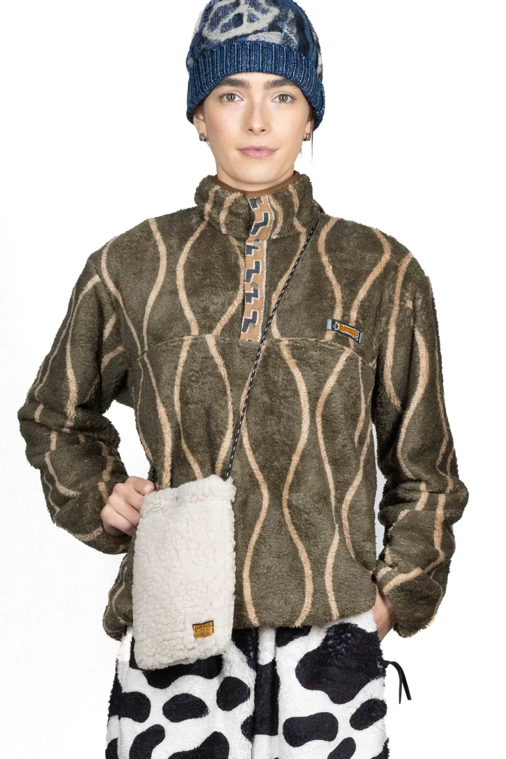 Sale Kapital Drunk Stripe Fleece Pullover