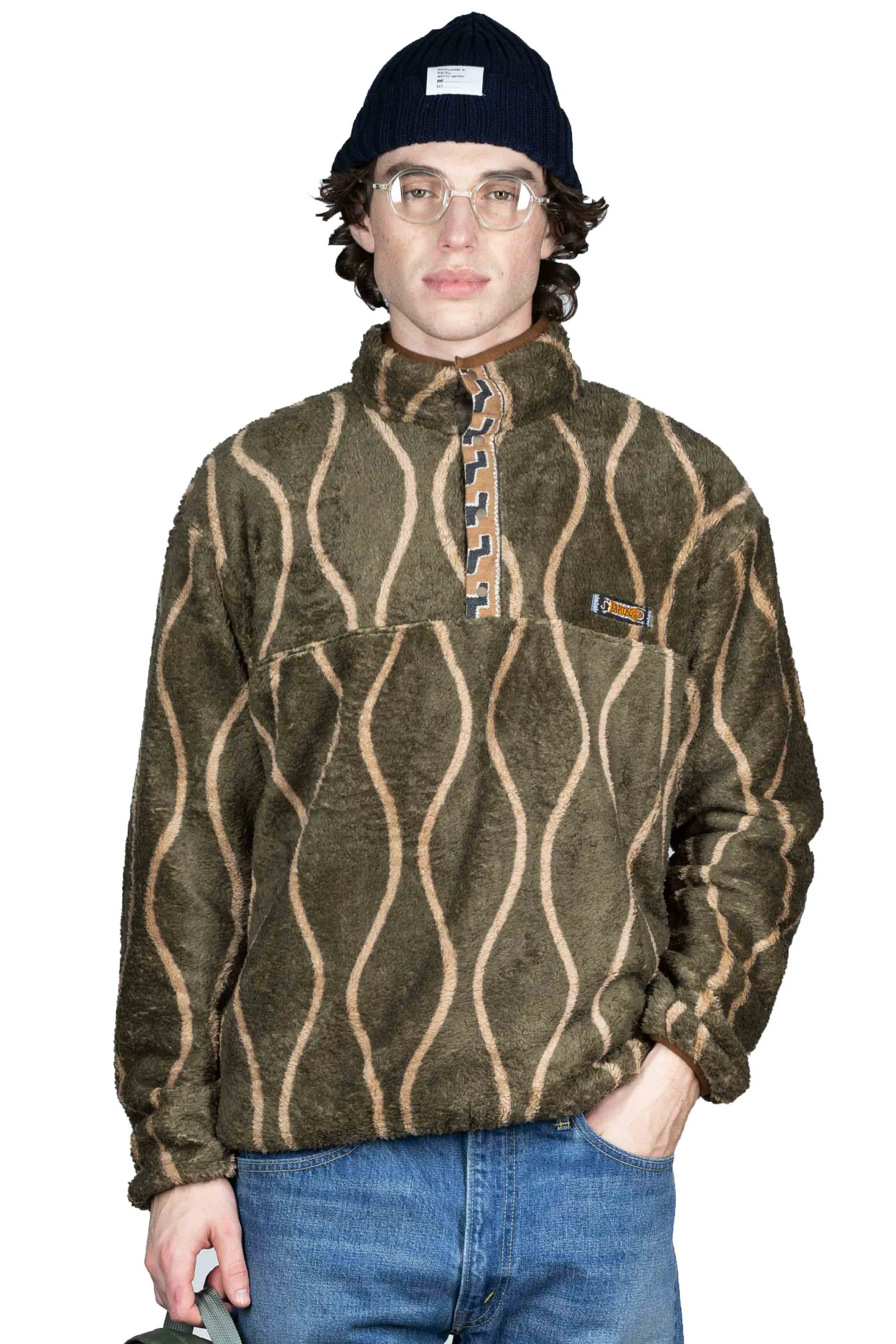 Online Kapital Drunk Stripe Fleece Pullover