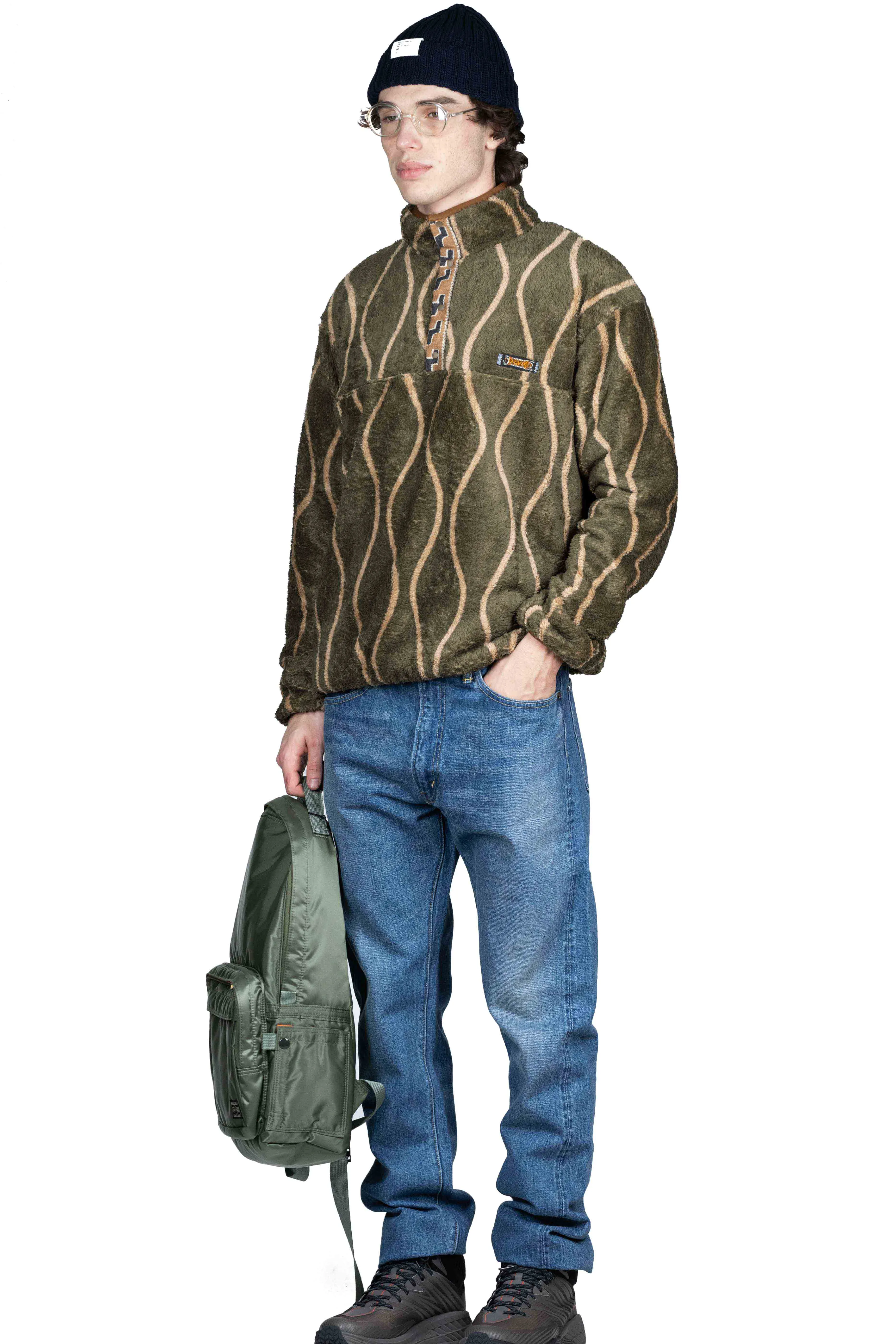 Online Kapital Drunk Stripe Fleece Pullover