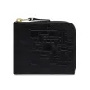 New Comme Des Garcons Wallets Embossed Logotype Leather Zip Wallet - Black