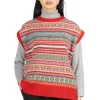 Outlet NARU Fair Isle Cocoon Vest - Red