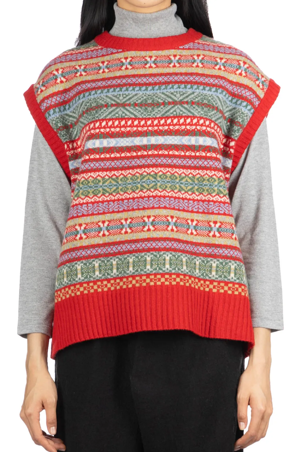Outlet NARU Fair Isle Cocoon Vest - Red