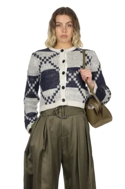 Outlet JW Anderson Fairisle Cardigan - Off White and Navy