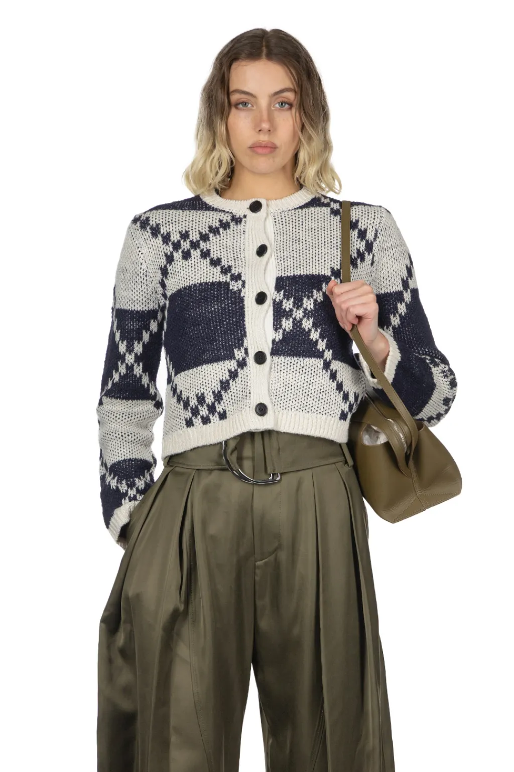 Outlet JW Anderson Fairisle Cardigan - Off White and Navy