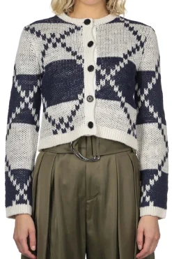 Outlet JW Anderson Fairisle Cardigan - Off White and Navy
