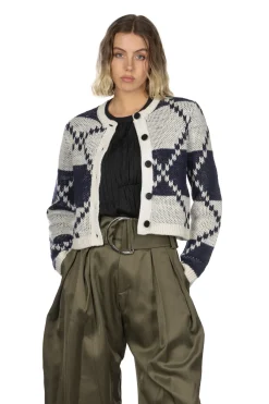 Outlet JW Anderson Fairisle Cardigan - Off White and Navy
