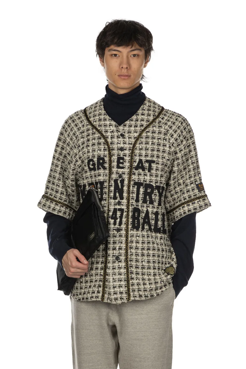 Online Kapital Fancy Tweed GREAT KOUNTRY Baseball Shirt - White