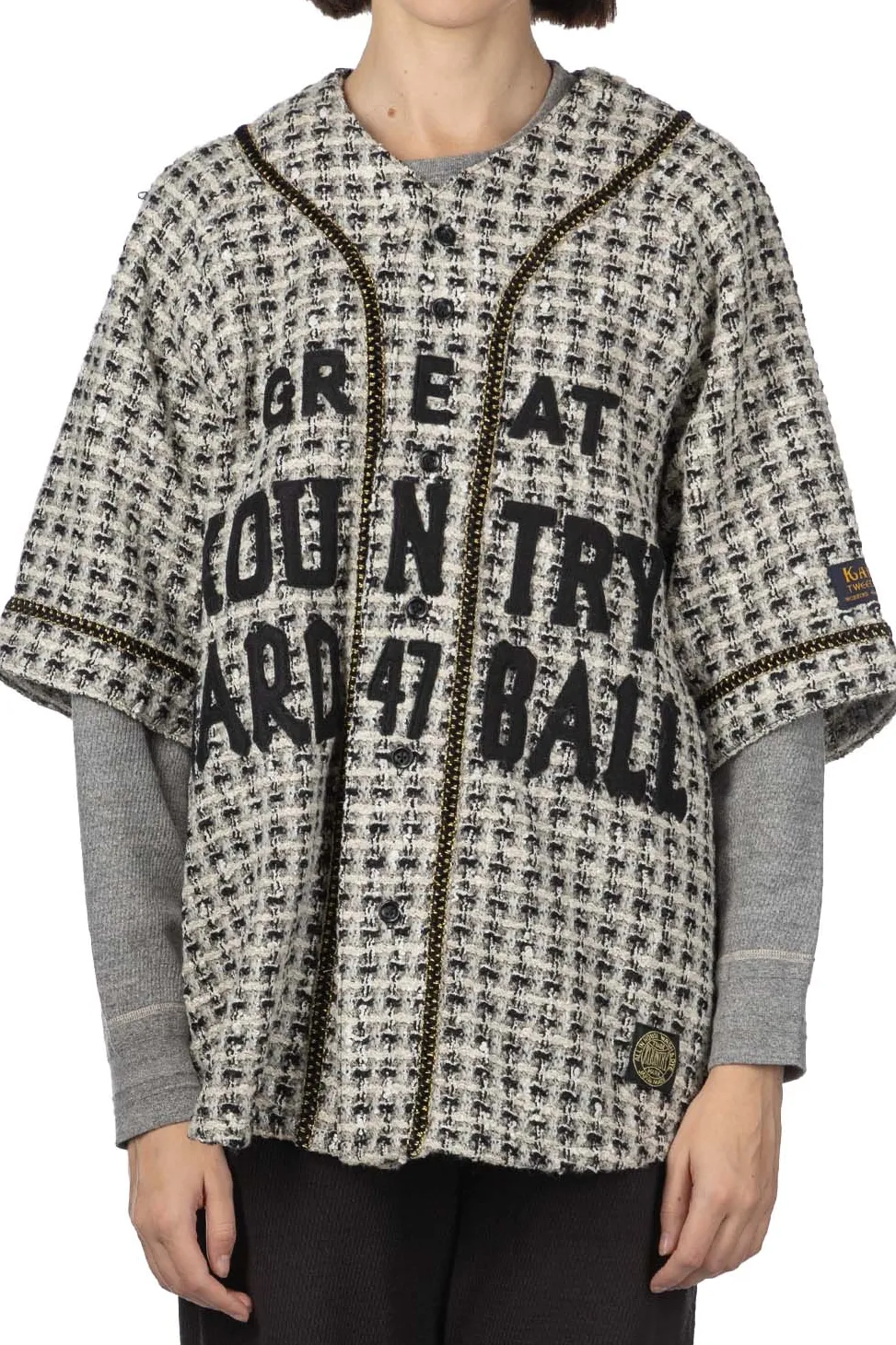 Online Kapital Fancy Tweed GREAT KOUNTRY Baseball Shirt - White