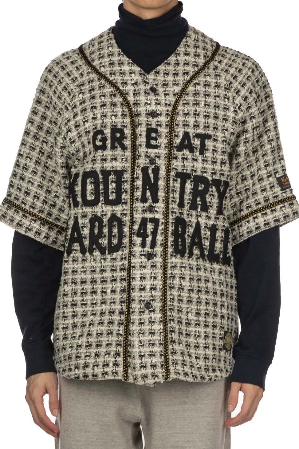Online Kapital Fancy Tweed GREAT KOUNTRY Baseball Shirt - White