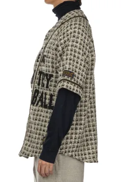 Online Kapital Fancy Tweed GREAT KOUNTRY Baseball Shirt - White