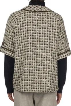 Online Kapital Fancy Tweed GREAT KOUNTRY Baseball Shirt - White
