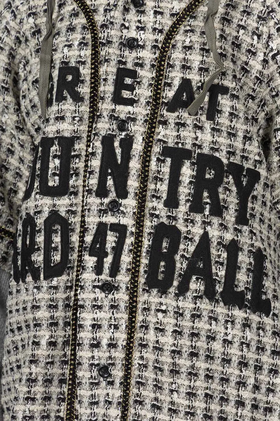 Online Kapital Fancy Tweed GREAT KOUNTRY Baseball Shirt - White