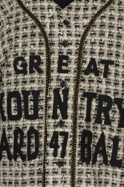 Online Kapital Fancy Tweed GREAT KOUNTRY Baseball Shirt - White