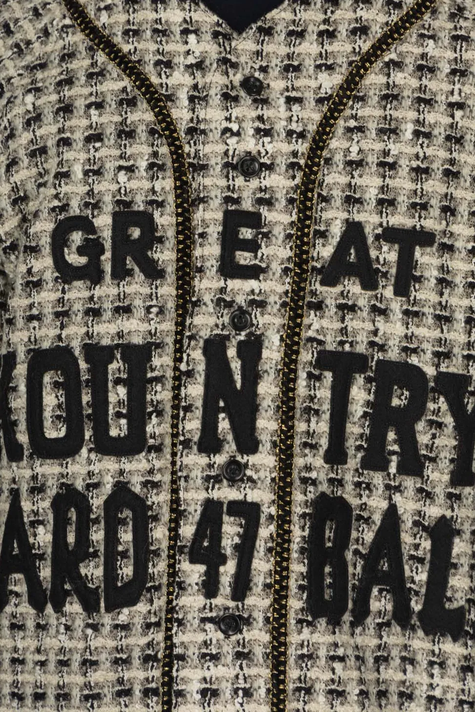 Online Kapital Fancy Tweed GREAT KOUNTRY Baseball Shirt - White