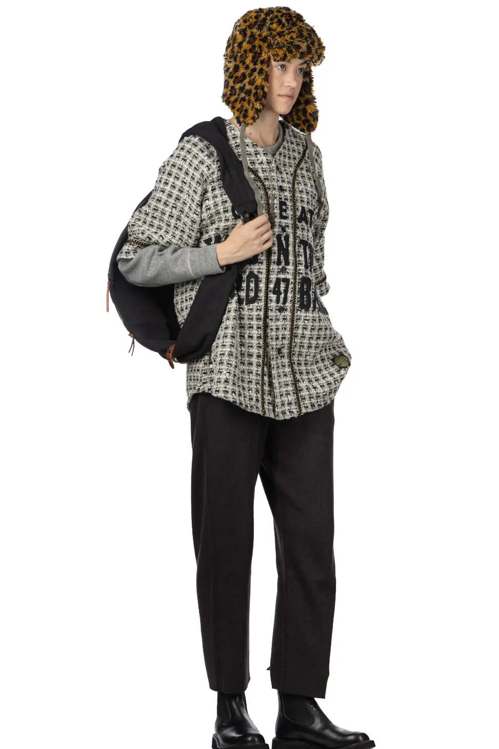 Online Kapital Fancy Tweed GREAT KOUNTRY Baseball Shirt - White