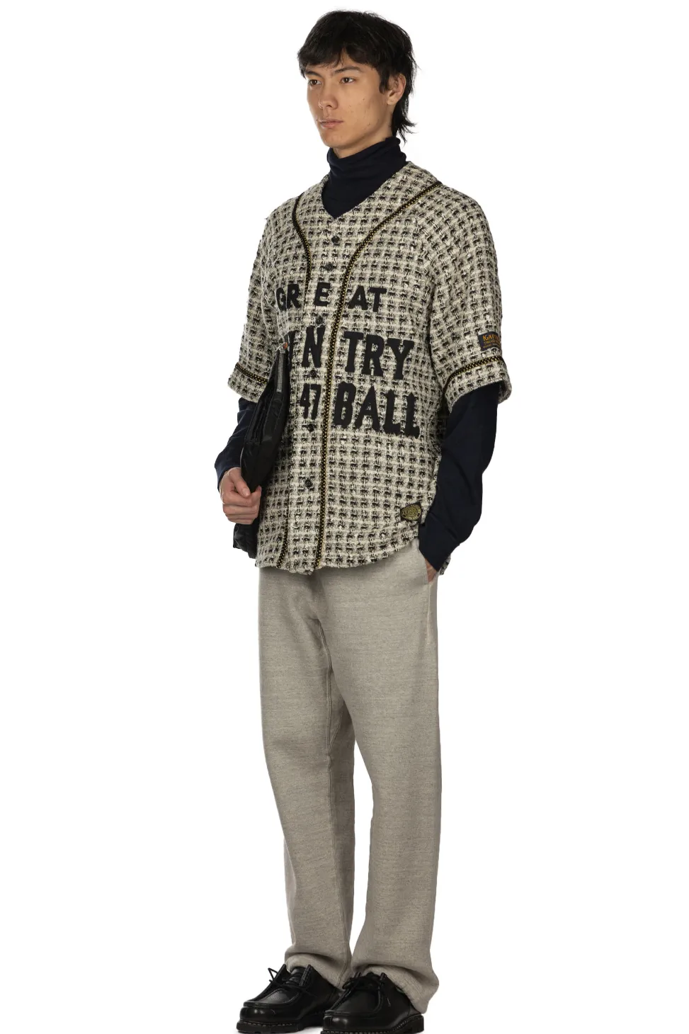 Online Kapital Fancy Tweed GREAT KOUNTRY Baseball Shirt - White