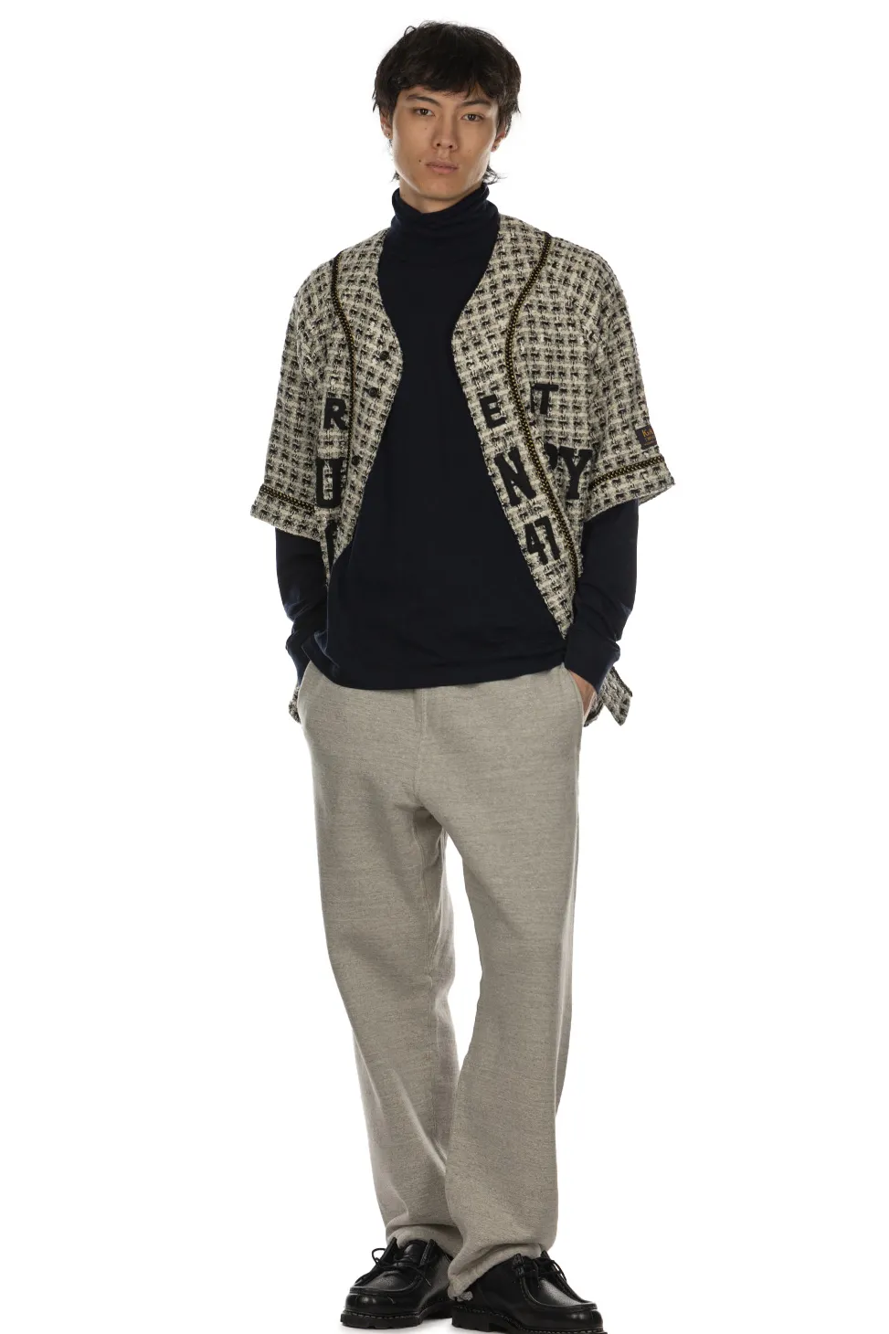 Online Kapital Fancy Tweed GREAT KOUNTRY Baseball Shirt - White