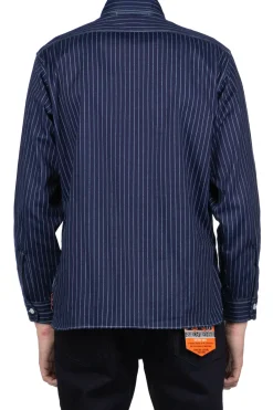 Clearance Sugar Cane Fiction Romance 8.5oz Wabash Stripe Work Shirt - N. Navy