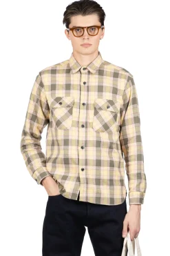 Sale Sugar Cane Fiction Romance Twill Check LS Work Shirt - Green