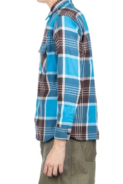Clearance Sugar Cane Fiction Romance Twill Check LS Work Shirt - Blue