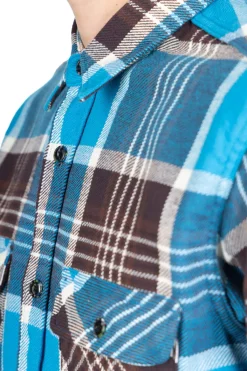 Clearance Sugar Cane Fiction Romance Twill Check LS Work Shirt - Blue