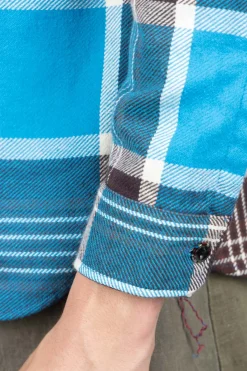 Clearance Sugar Cane Fiction Romance Twill Check LS Work Shirt - Blue