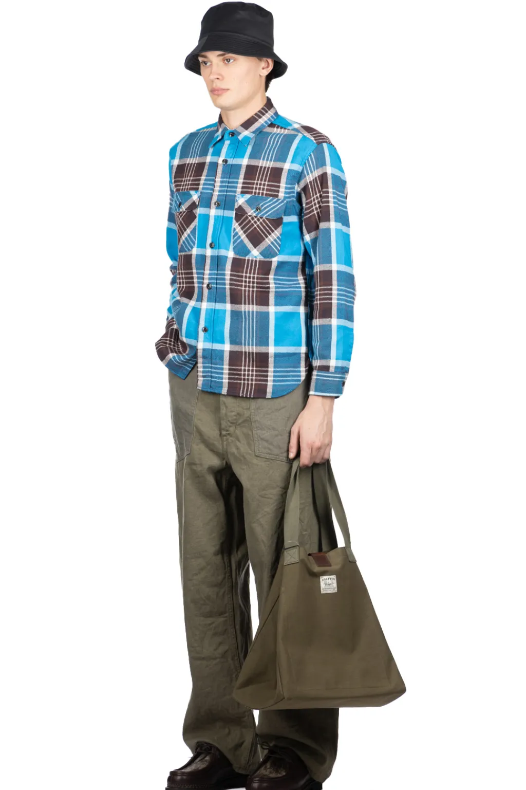 Clearance Sugar Cane Fiction Romance Twill Check LS Work Shirt - Blue