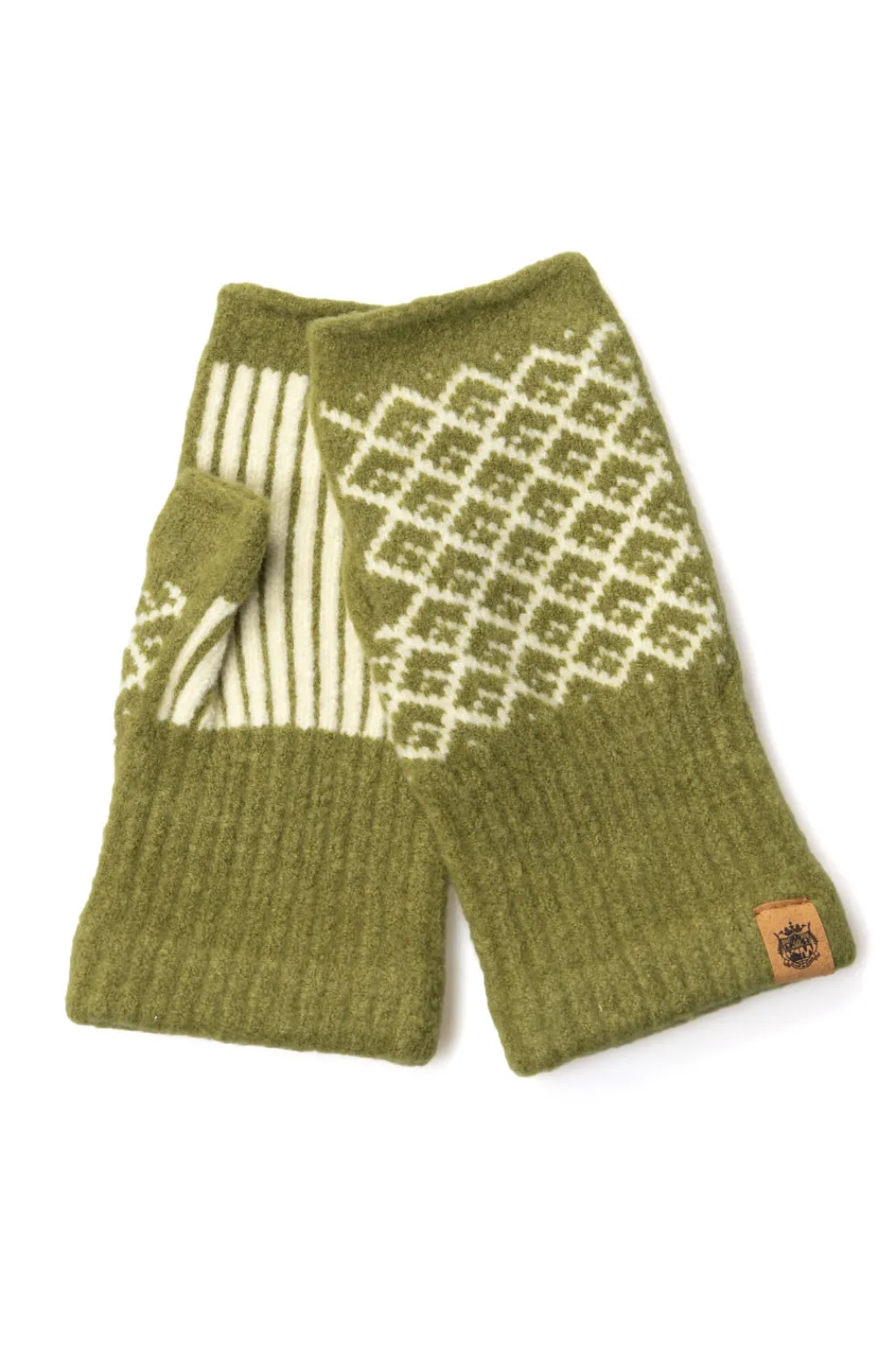 Outlet Tehtava Fingerless Gloves - Geometric Green