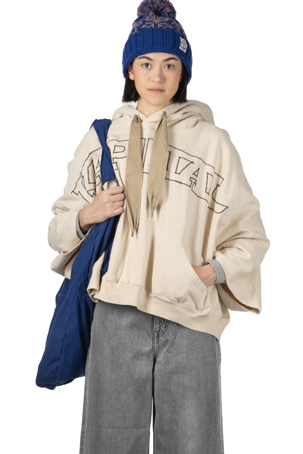 Outlet Kapital Fleece Knit DEVIL Hoodie ( Embroidery) - Natural