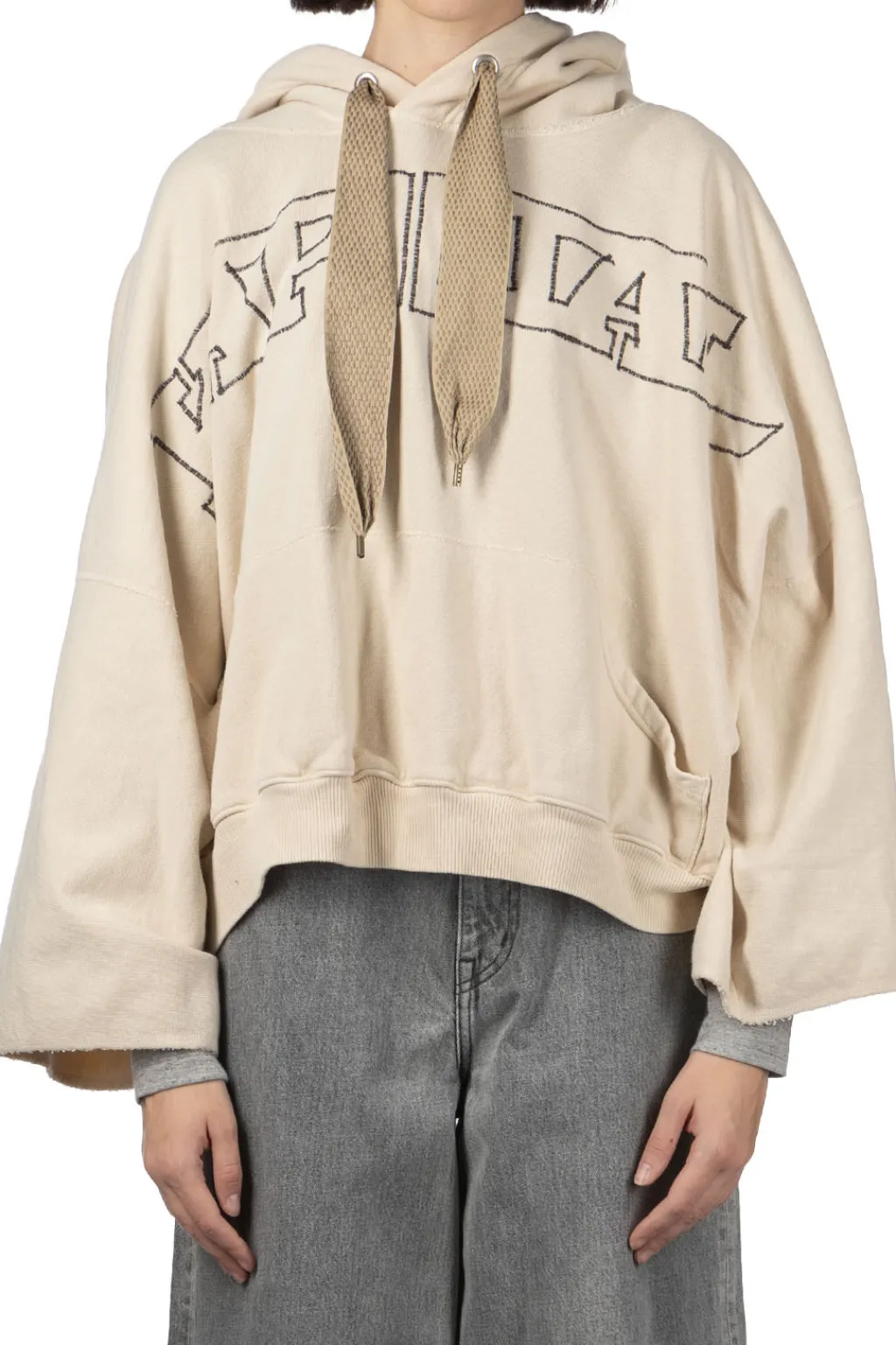 Outlet Kapital Fleece Knit DEVIL Hoodie ( Embroidery) - Natural