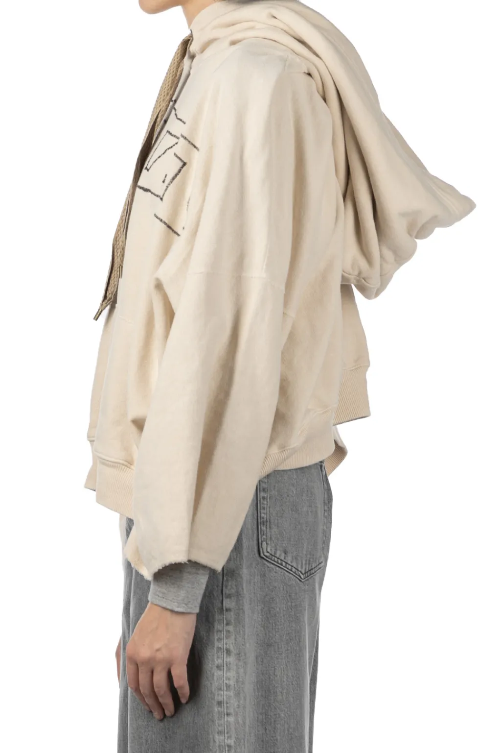 Outlet Kapital Fleece Knit DEVIL Hoodie ( Embroidery) - Natural