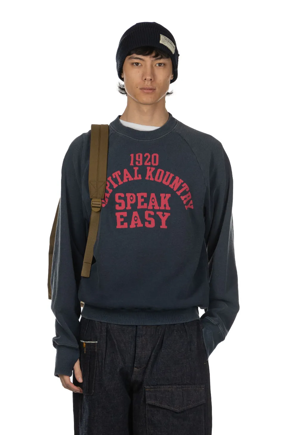 Discount Kapital Fleece Knit Raglan Crew SWT (SPEAKEASY College) - Navy