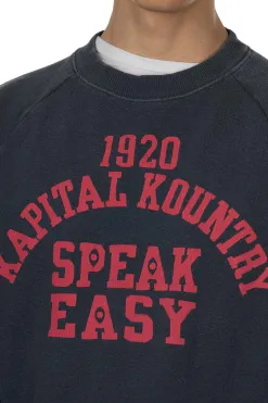 Discount Kapital Fleece Knit Raglan Crew SWT (SPEAKEASY College) - Navy