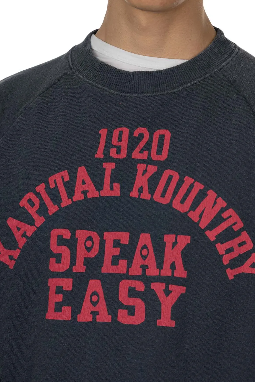 Discount Kapital Fleece Knit Raglan Crew SWT (SPEAKEASY College) - Navy