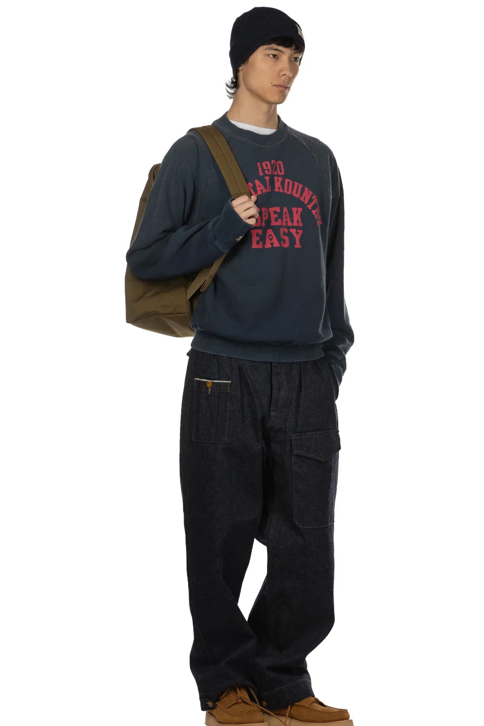 Discount Kapital Fleece Knit Raglan Crew SWT (SPEAKEASY College) - Navy
