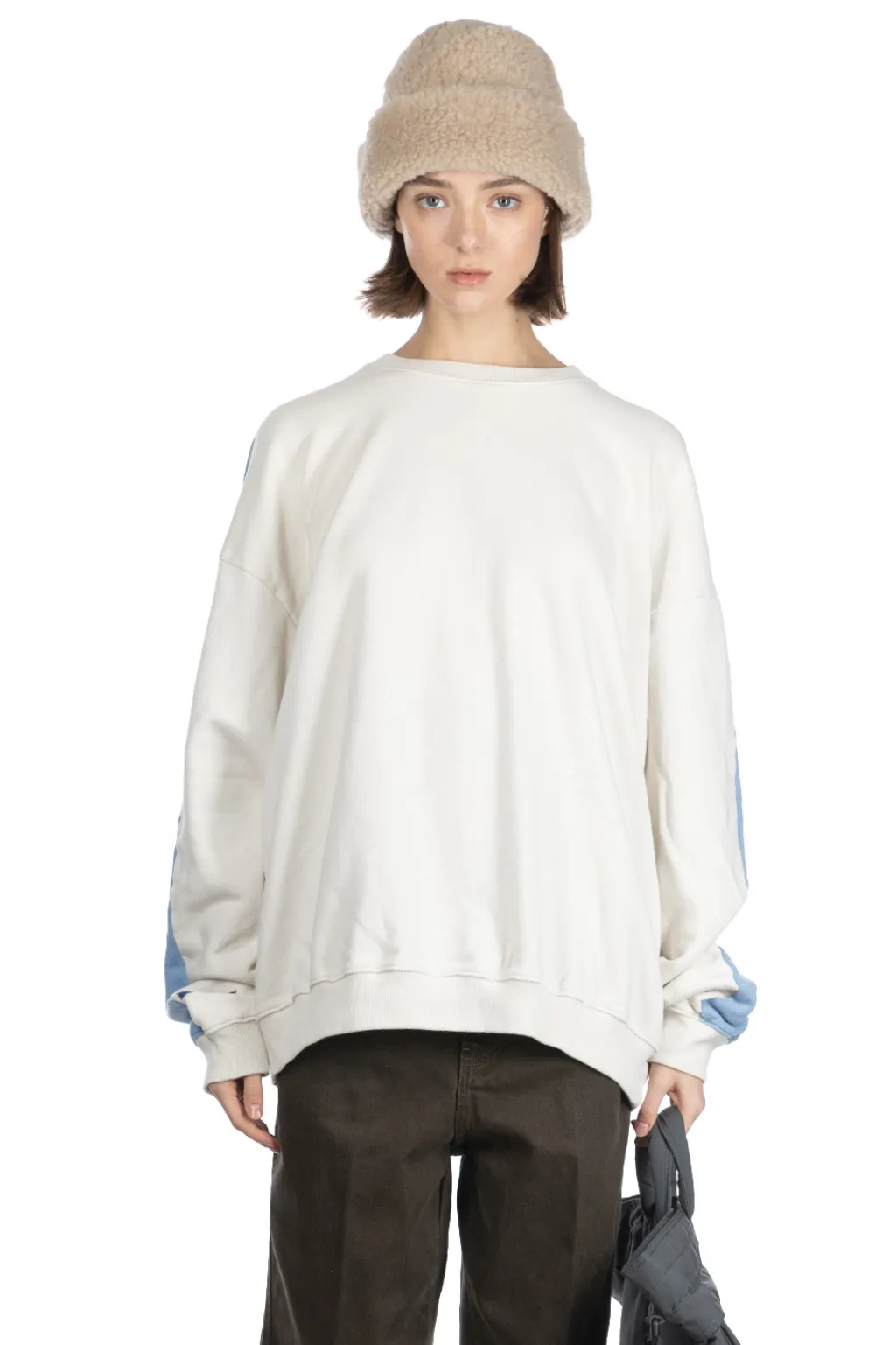 Best Kapital Fleece Knit 2Tones Remake BIG SWT (BONE) - Natural x Saxe Blue