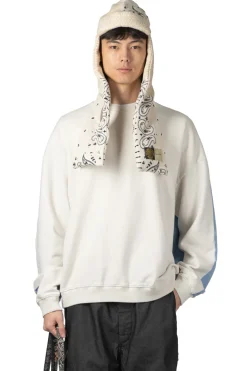 Clearance Kapital Fleece Knit 2Tones Remake BIG SWT (BONE) - Natural x Saxe Blue