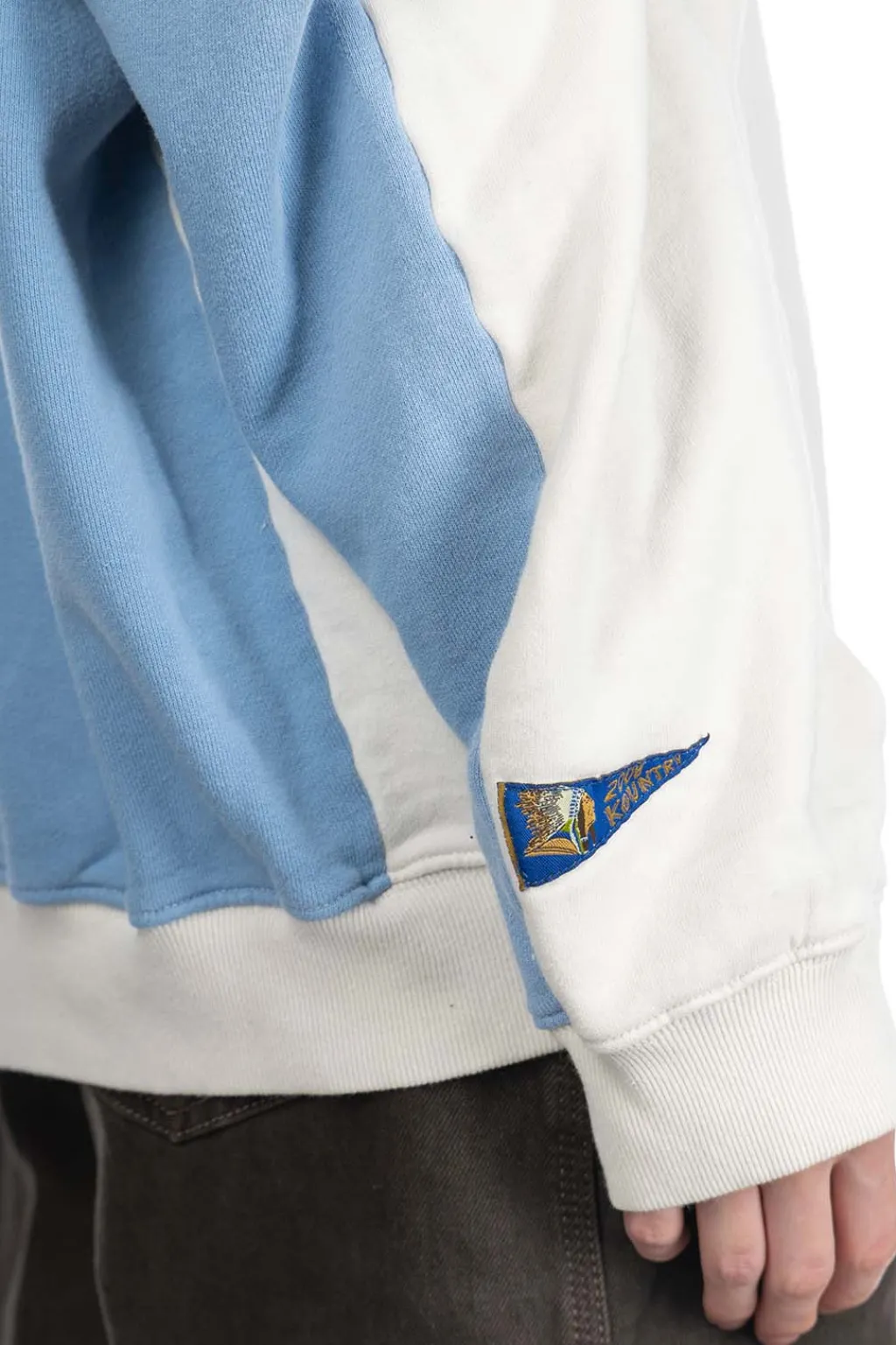 Best Kapital Fleece Knit 2Tones Remake BIG SWT (BONE) - Natural x Saxe Blue