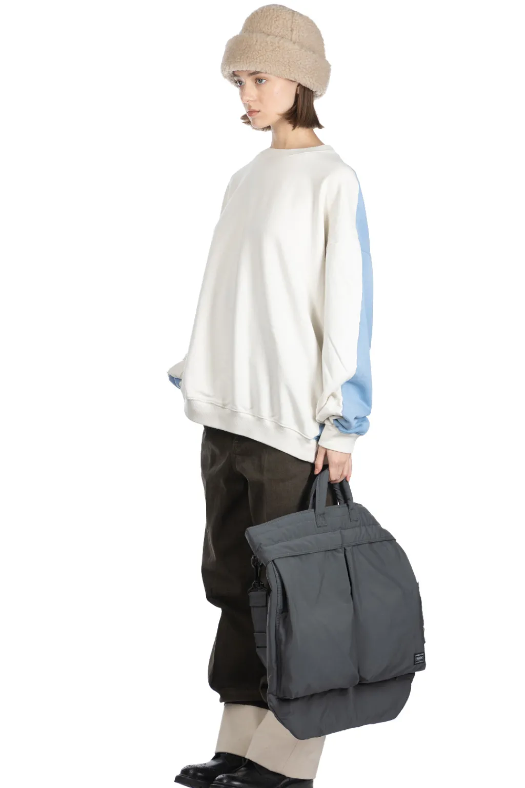 Best Kapital Fleece Knit 2Tones Remake BIG SWT (BONE) - Natural x Saxe Blue