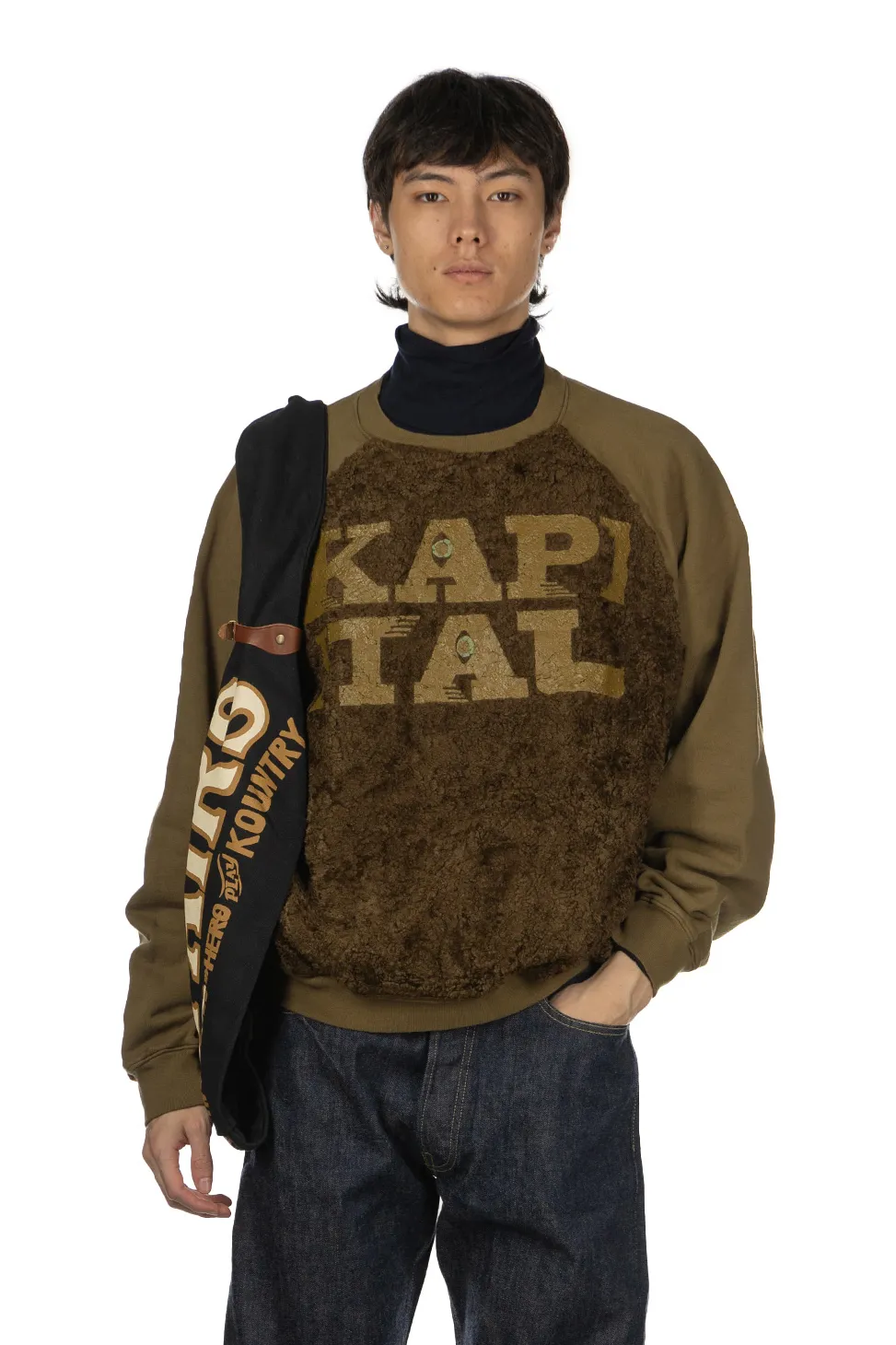 Clearance Kapital 30/-Fleece x Fur GRIZZLY SWT (SPEAKEASY ) - Khaki