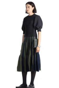 Online CFCL Fluted Short Puff Sleeve Cropped Top - Black